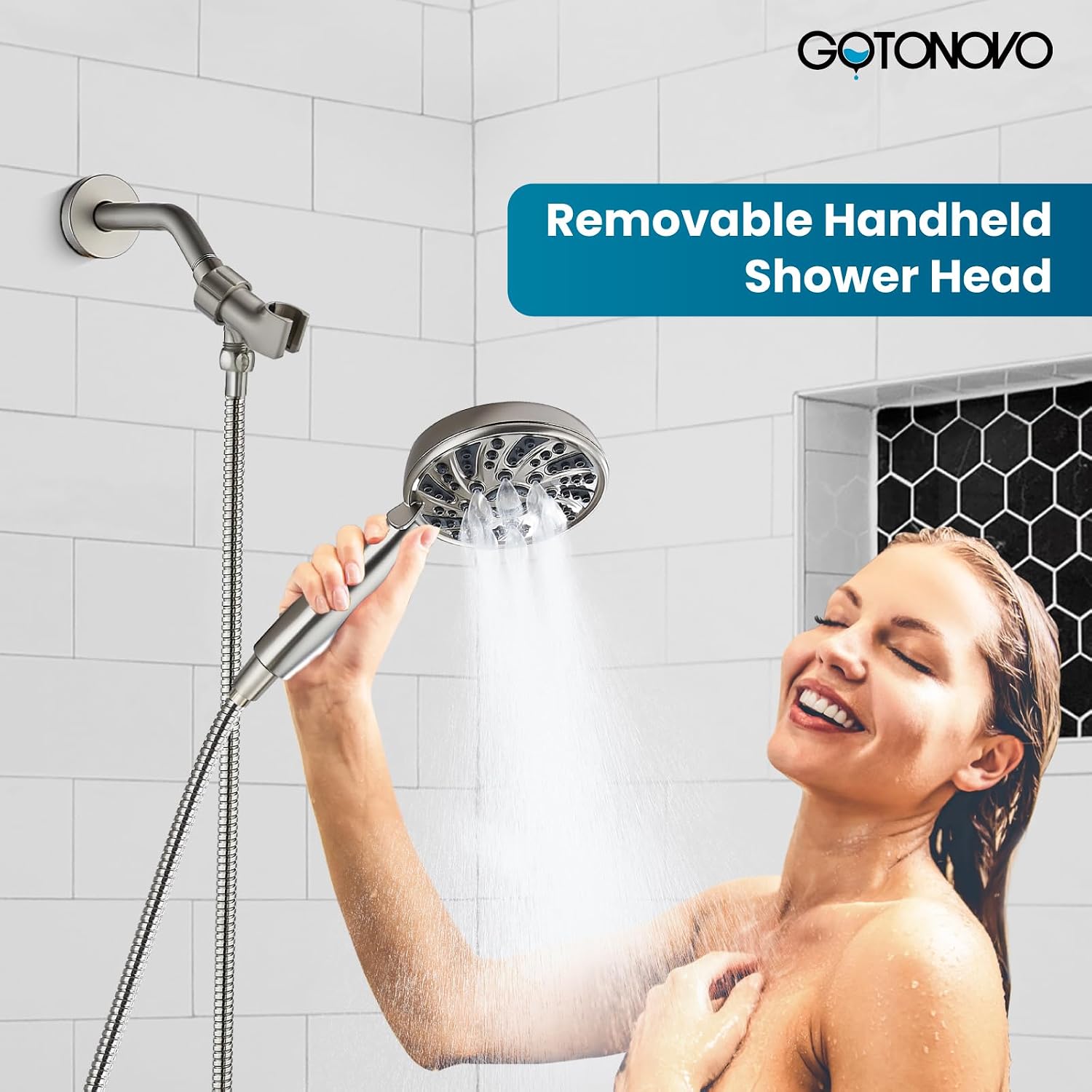 gotonovo 3 Hole 2 Handles Lavatory Basin Bathroom Sink Faucet with Single-Handle Shower Faucet Set Shower Kit with Valve Shower Head and Handle Set Shower Trim Kit