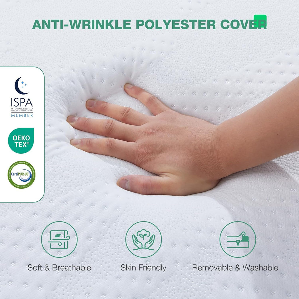 Novilla Tri Fold Mattress Queen, 4 Inch Gel Foam Memory Foam Mattress, Portable Trifold Mattress with Zipped Cover for Yaga, Fodable Mattress, Easy to Storage, Queen Size