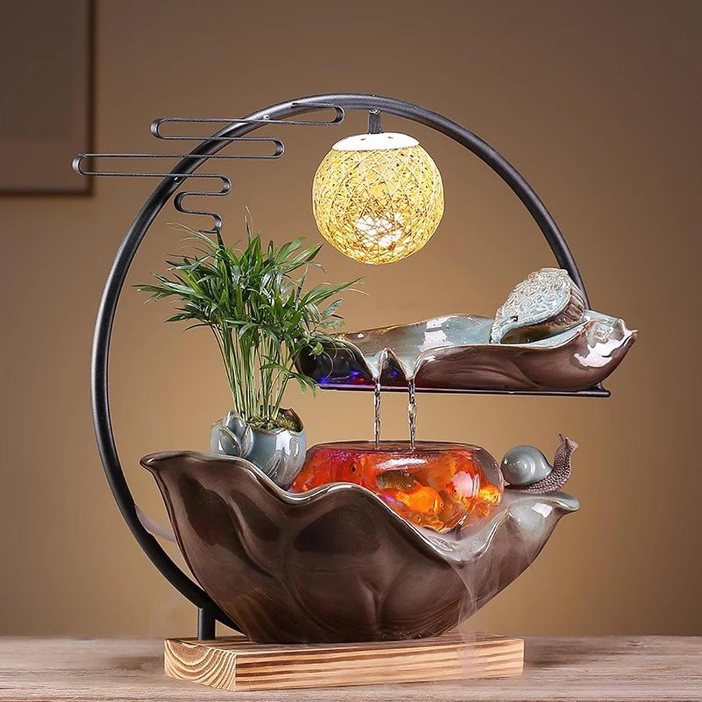 Desktop Fountain Chinese Style Circulating Water Fish Tank Decoration Living Room Office Desktop Humidifier Water Dispenser Tabletop Fountain