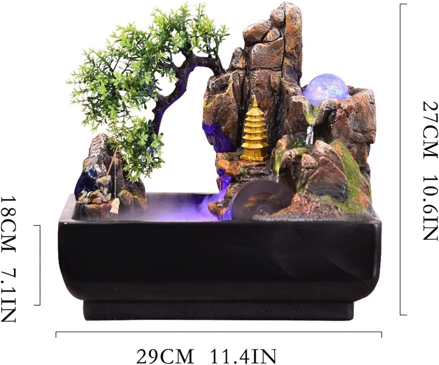 HIHELO Tabletop Fountain Desktop Rockery Fountain Office Lucky Fountain Desktop Waterfall Fountain Indoor Water Decorative Fountain Indoor Fountain (Size : No Atomizer)
