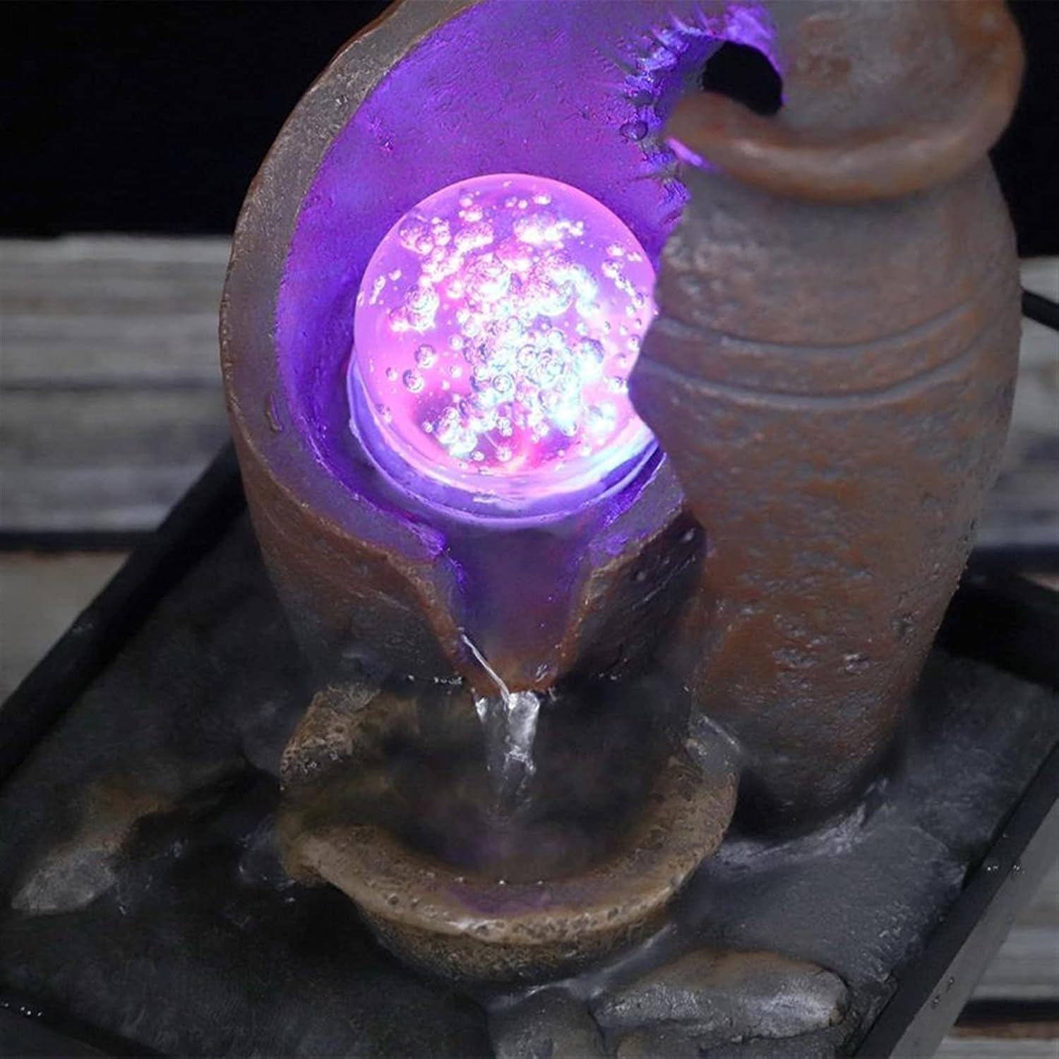 KaijunShop Vintage Tabletop Fountain with LED Light - Indoor Waterfall Decor & Feng Shui Ornament for Home - 5.1x5.1x7.1 in Decorative Water Feature