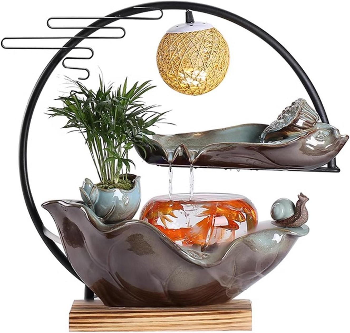 Desktop Fountain Chinese Style Circulating Water Fish Tank Decoration Living Room Office Desktop Humidifier Water Dispenser Tabletop Fountain