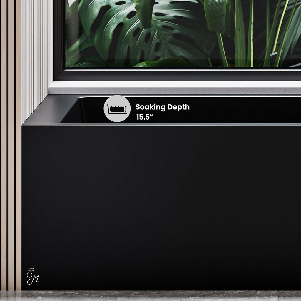 Voltaire 54' x 30' Right-Hand Drain Alcove Bathtub with Apron in Matte Black