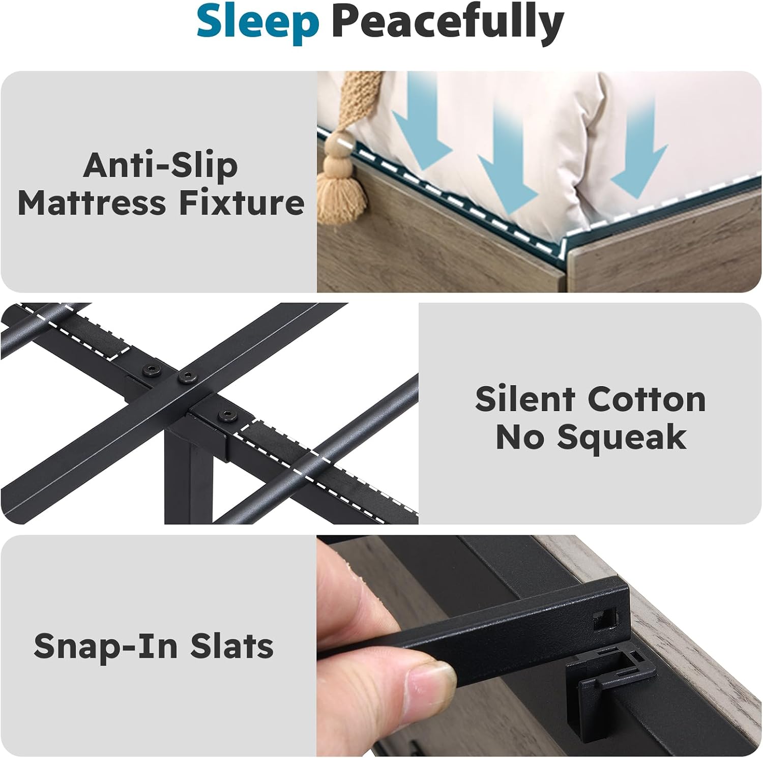 Kiivakii Twin Size Bed Frame with 4 Drawers, LED Platform Bed with Storage Headboard, Built in Charging Station, Noise-Free, Metal Support Base, No Box Spring Needed, Gray