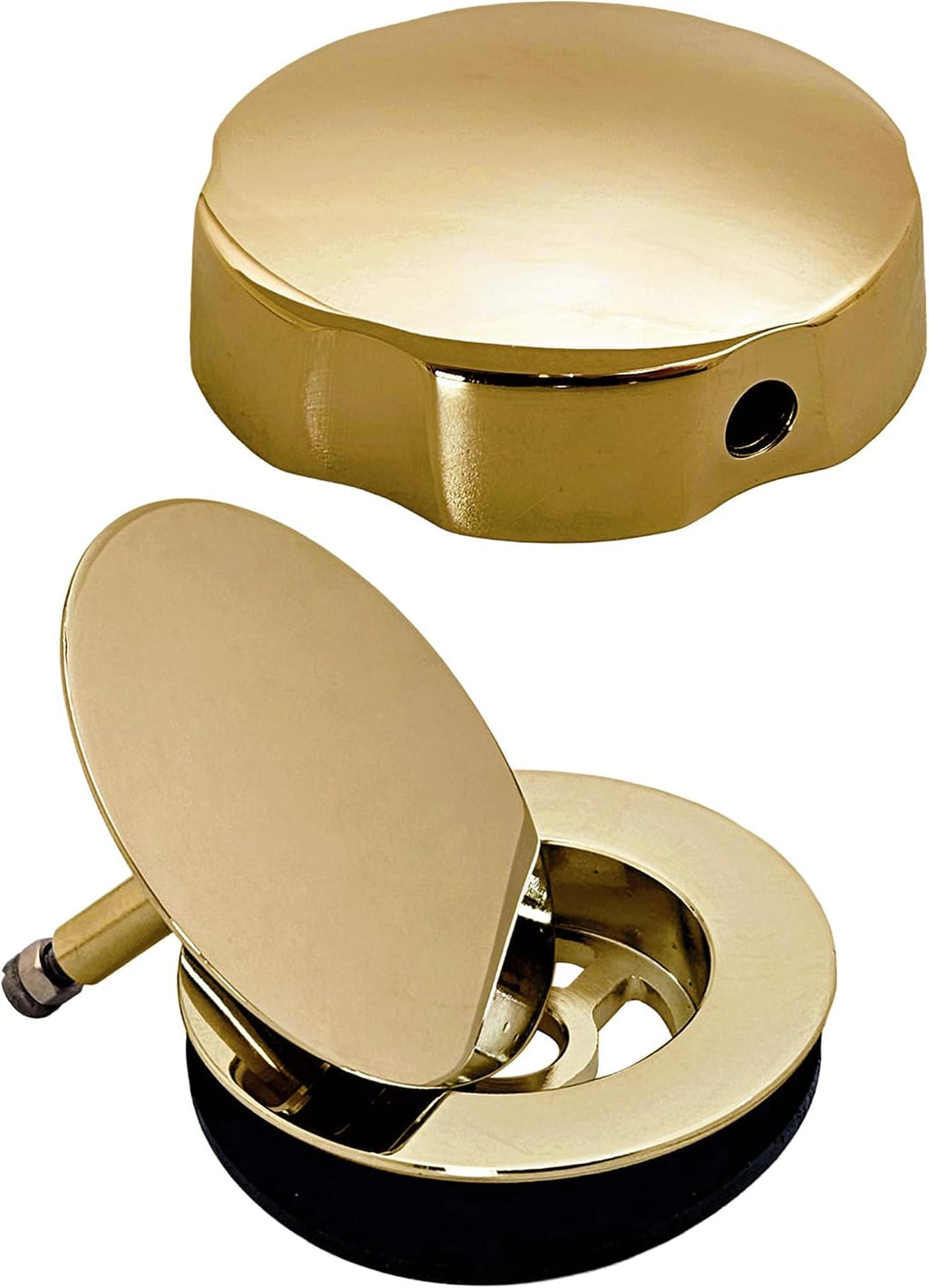 Westbrass D50P45-01 45' Cable Drive Standard Bath Drain Trim Kit with Rotary Overflow Cover Knob, Pop-Up Stopper and SCH. 40 PVC Fittings, Polished Brass