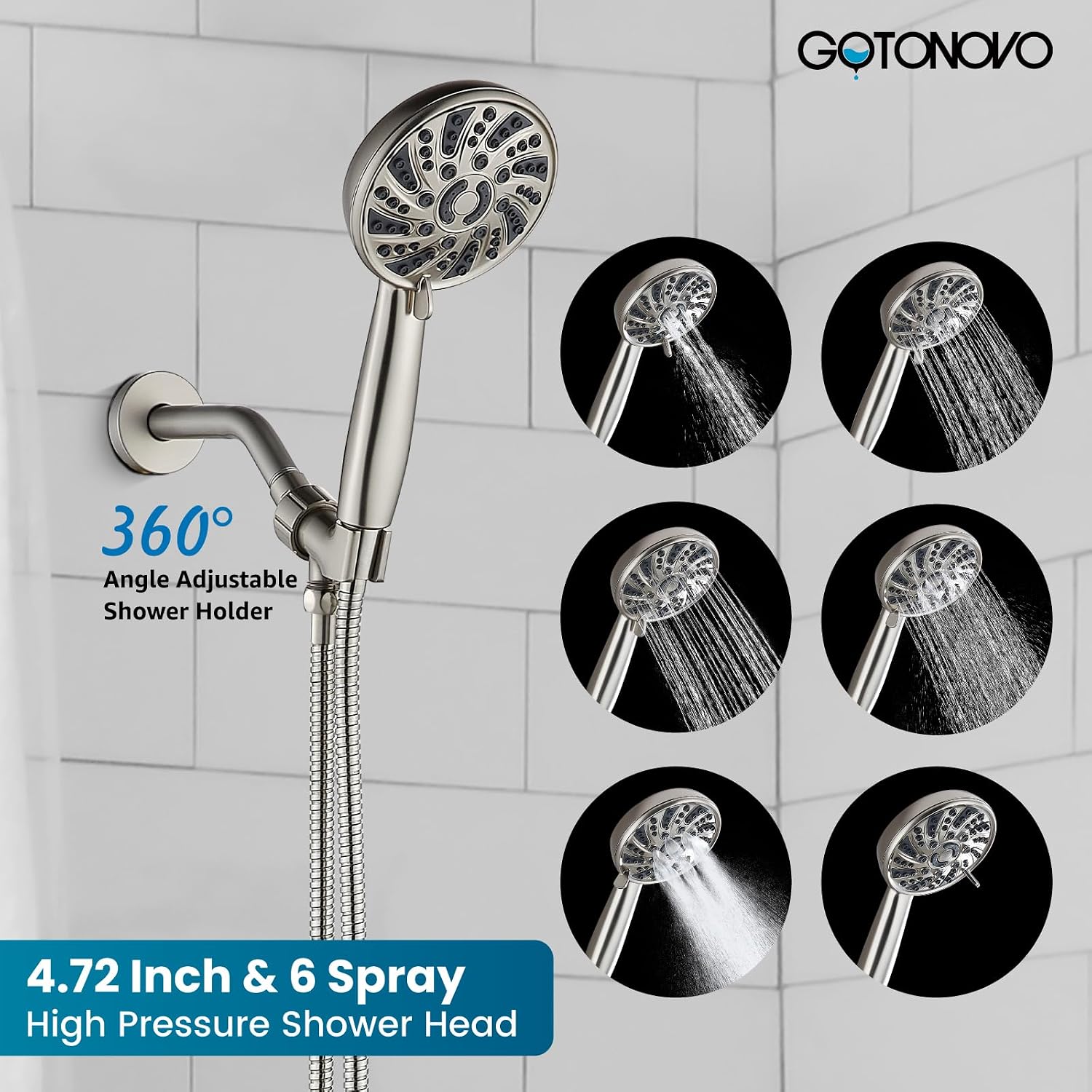 gotonovo Single-Handle Shower Faucet Set Shower Valve and Trim Kit with gotonovo 4 Inch Centerset Waterfall Bathroom Sink Faucet Deck Mount 2 Handle with Pop Up Drain Brushed Nickel