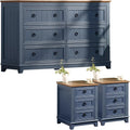 Joaxswe Farmhouse Dresser and Nightstand Sets 3 Piece, Nightstands Set of 2 and 6 Drawers Dressers for Bedroom, 54' Wide Dresser and 18' Inch Night Stand Set for Bedroom, Living Room, Hallway