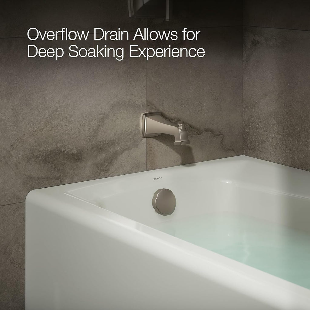 Kohler K-26069 Irvine 60' x 32' Cast Iron Alcove Bath with Integral Apron and Left Drain - White