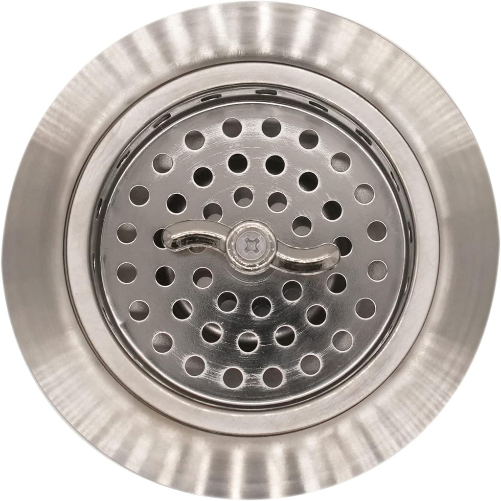 Westbrass CO2175-20 Combo Pack 3-1/2' Wing Nut Twist Style Large Kitchen Sink Basket Strainer and Waste Disposal Drain Flange with Stopper, Stainless Steel