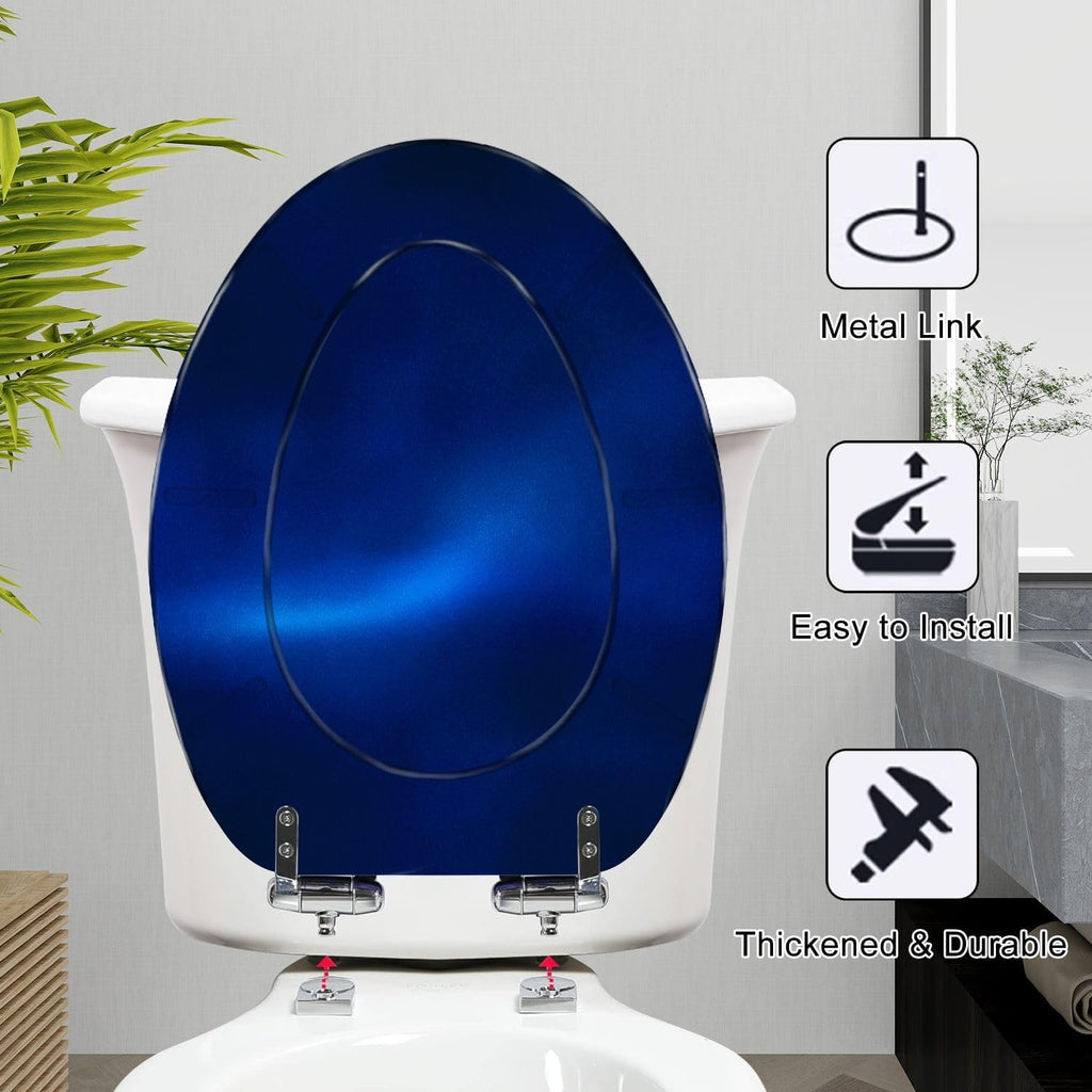 Elongated Toilet Seat Dark royal blue gradient mesh seamless bg overlay noisy texture Silk Resin Toilet Seat Slow Quiet Close Lid with Quick-Release Hinges Cover Bumpers Easy to Clean Install