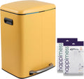 happimess HPM1005L Marco Rectangular 10.6-Gallon Double Bucket Trash Can with Soft-Close Lid, Daffodil Yellow, Fingerprint Resistant, Modern, Minimalistic for Home, Kitchen, Office, Bedroom, Bathroom