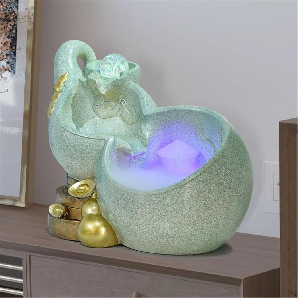 Tabletop Tabletop Fountain Resin Waterfall Fountains Water Feature Feng Shui Meditation Desktop Decor(Beige)