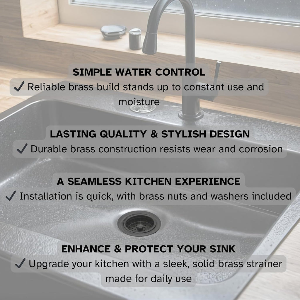 Westbrass R214-62 3-1/2' Large Post Style Kitchen Sink Basket Strainer, Matte Black (50-Pack)