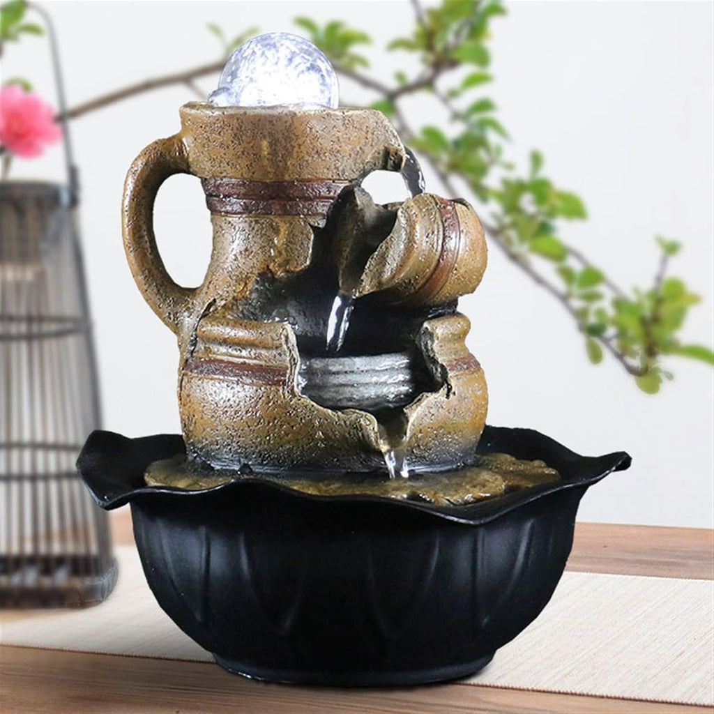 GLigeT Tabletop Fountain Home Living Room Decorations Gift Furnishings Simple Retro Desktop Fountain Feng Shui Ball Ornaments Water Fountain Decor