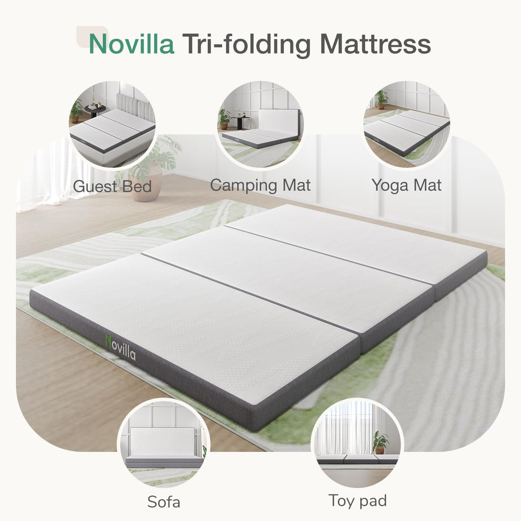 Novilla Folding Mattress Queen Size,4 inch Memory Foam Tri Fold