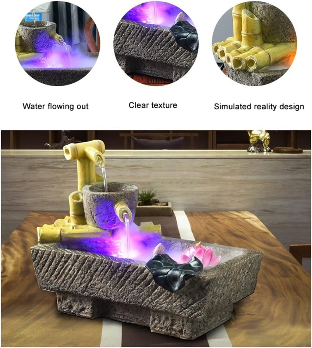 HIHELO Tabletop Fountain Tabletop Fountain Ornament Office Landscape Water Fountain Atomizing Humidifier Home Indoor Desktop Fountain Indoor Fountain