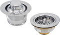 Westbrass CO2175-26 Combo Pack 3-1/2' Wing Nut Twist Style Large Kitchen Sink Basket Strainer and Waste Disposal Drain Flange with Stopper, Polished Chrome