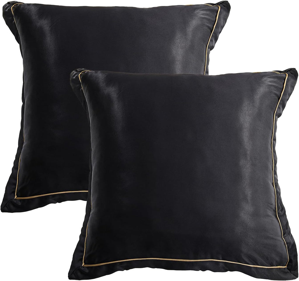 Finlonte 7-Pieces Black Gold Comforter Set Queen Size, Luxury Jacquard Floral Bed in a Bag, Vintage Geometric Patchwork All Season Down Alternative Bedding Set with Matching Pillows, Shams, Bed Skirt