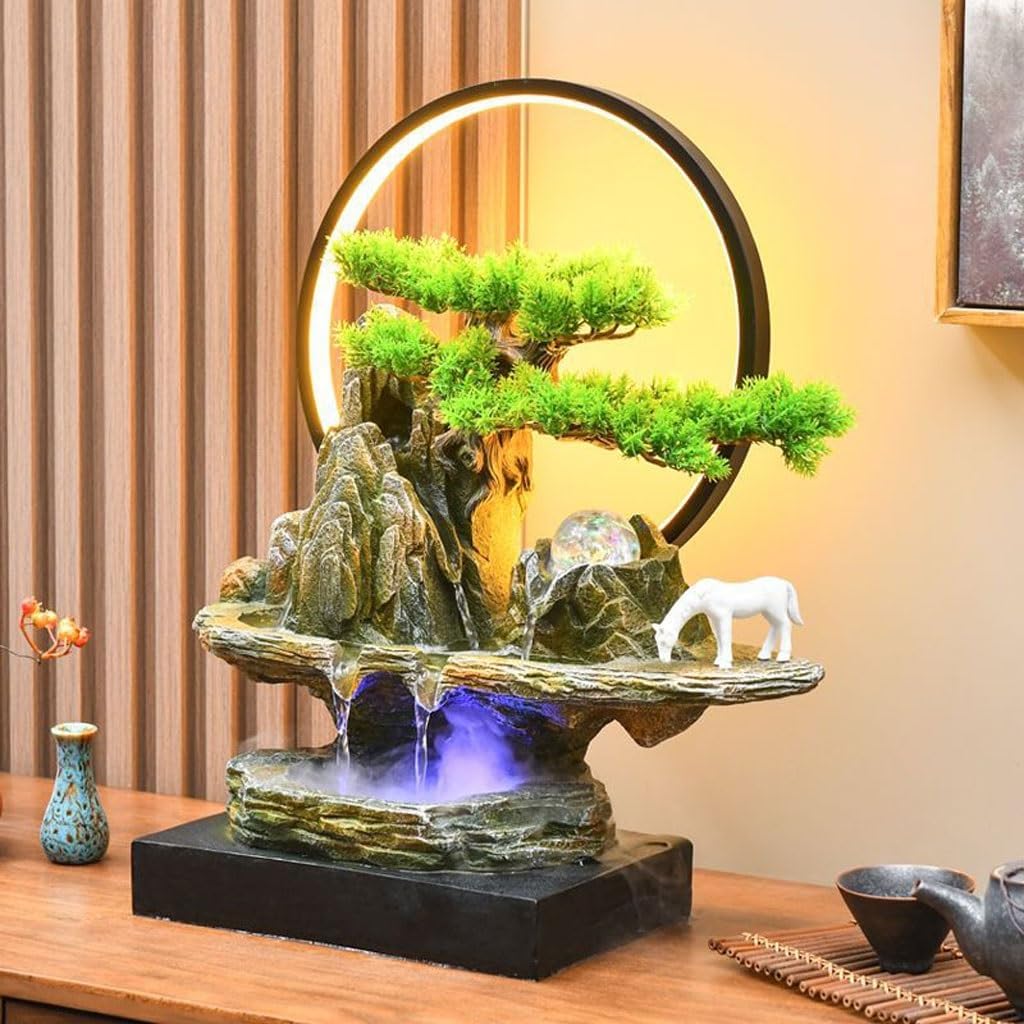 GUERNSEY Tabletop Fountain Tabletop Fountains Chinese-Style Living Room Circulating Water Ornaments Rockery Water Fountain Ornaments Office Desktop Decorations Indoor Fountain