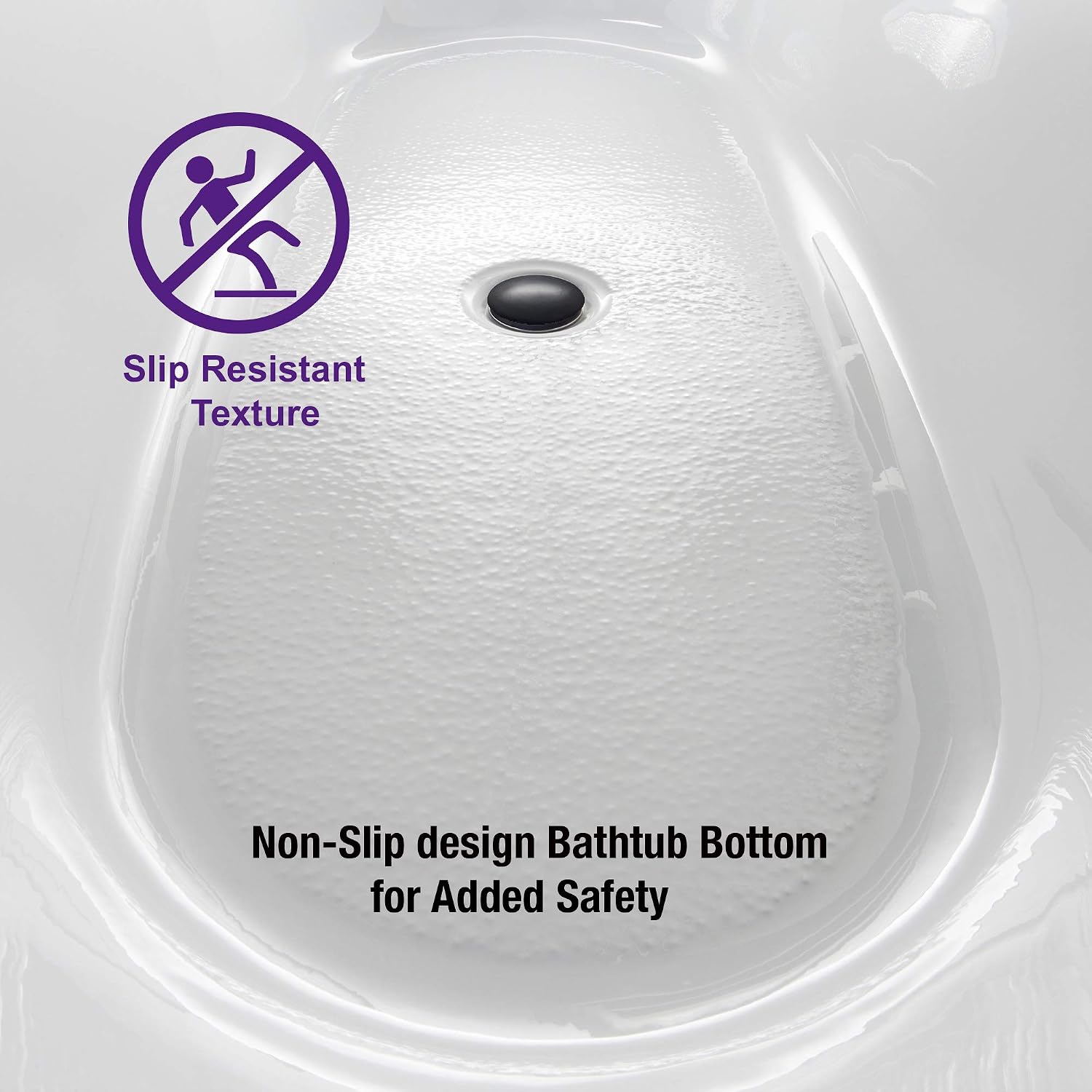 WOODBRIDGE 59' Acrylic Freestanding Bathtub Contemporary Soaking White Tub with Matte Black Overflow and Drain，BTA1518 -MB-Drain &O