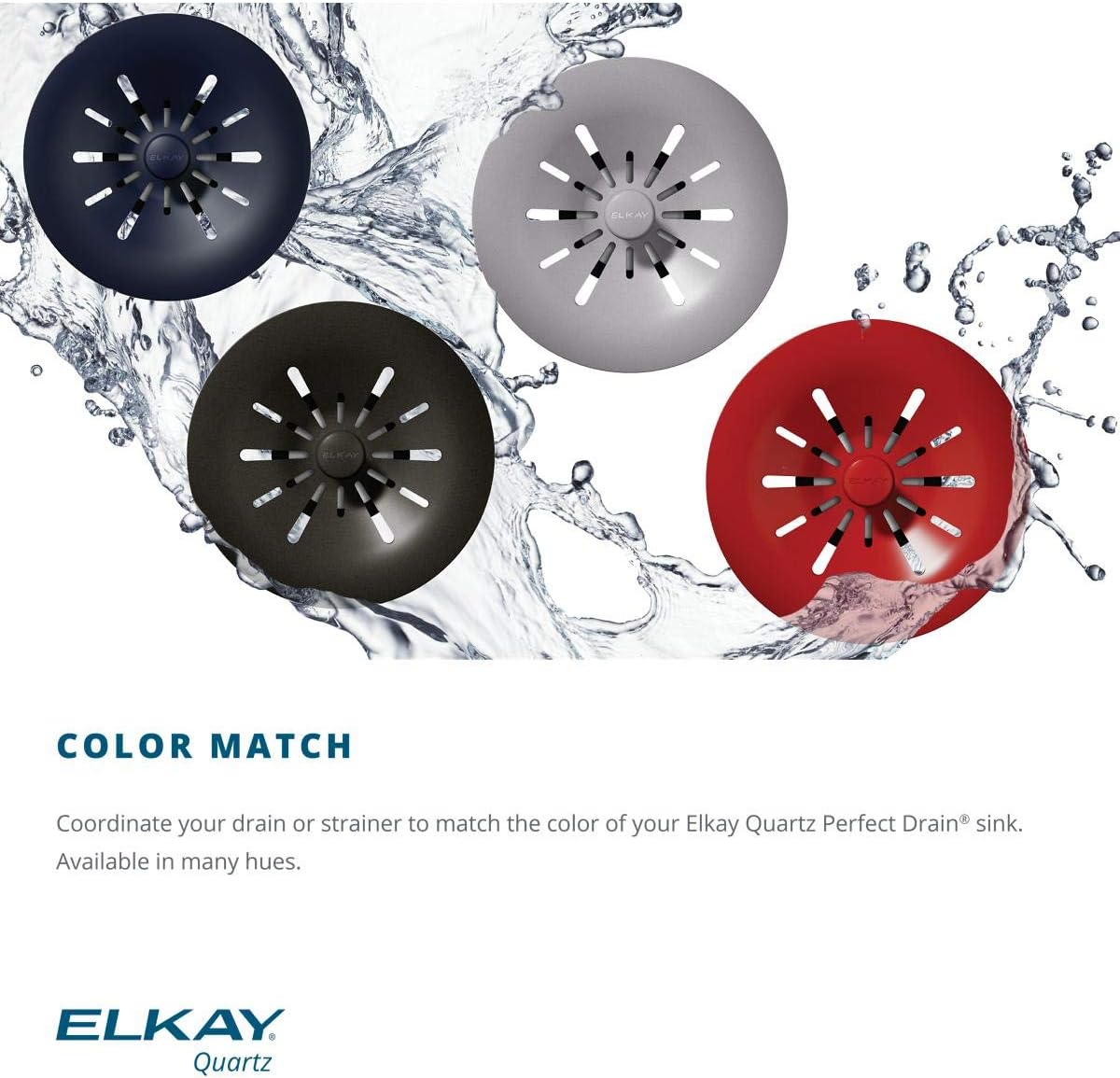 Elkay LKPDQD1CH Quartz Perfect Drain 3-1/2' Polymer Disposer Flange with Removable Basket Strainer and Rubber Stopper Charcoal