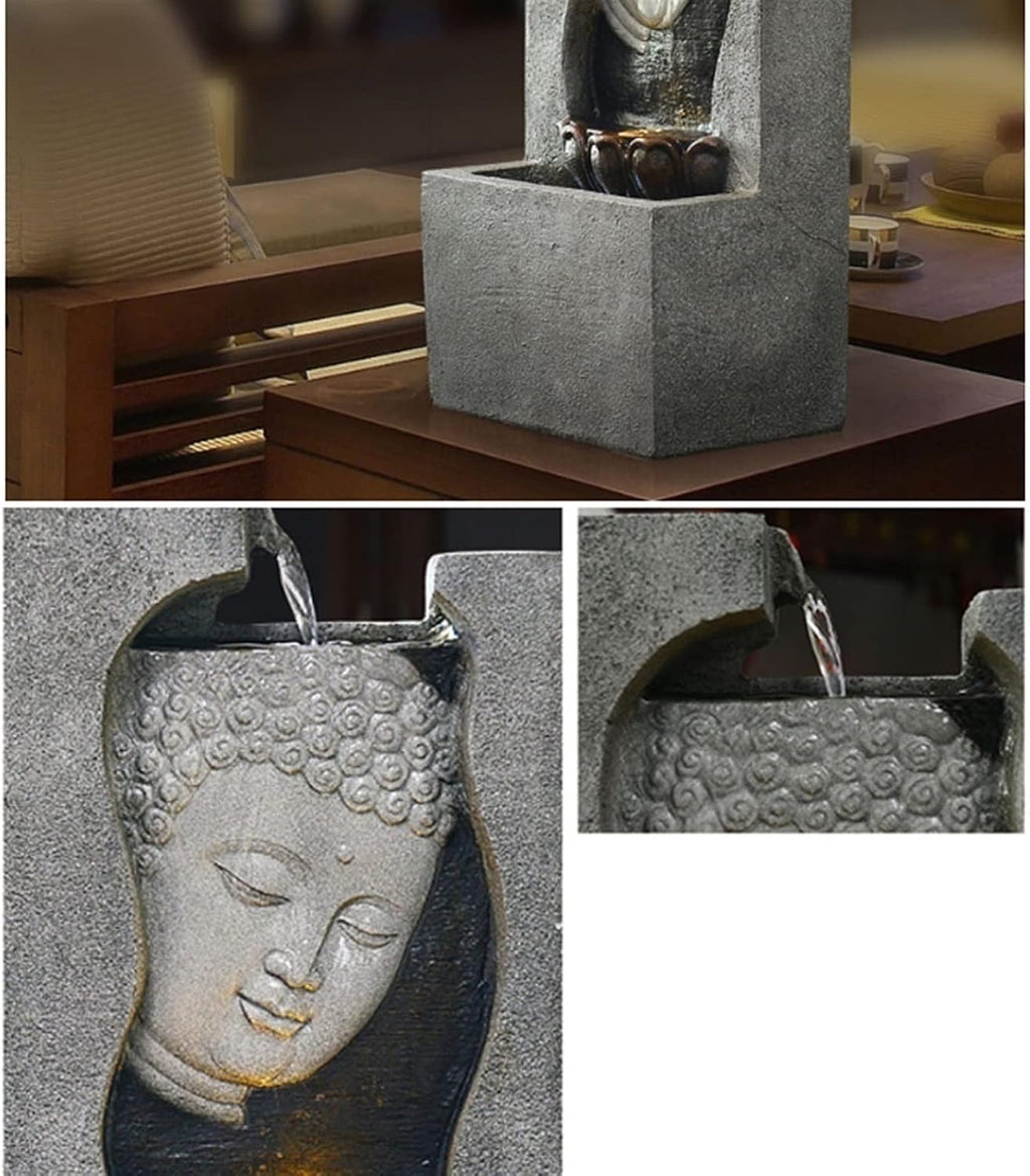 HIHELO Tabletop Fountain Tabletop Fountain Water Buddha Statue Desktop Ornament Fountain Living Room Study Decoration Lucky Waterscape Decoration Indoor Fountain