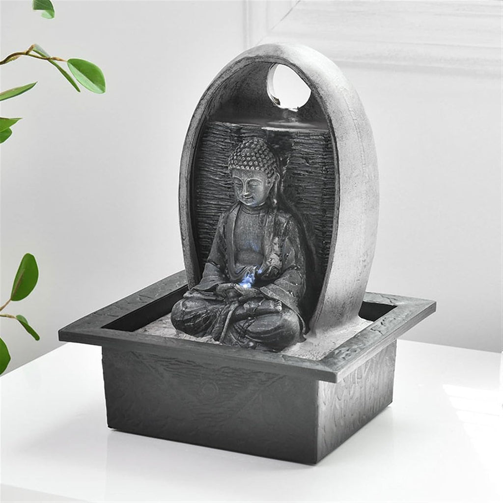 GLigeT Tabletop Fountain Circular Water Fountain Office Desktop Water Landscape Decoration Zen Buddha Fountain Ornament Desktop Decoration Water Fountain Decor
