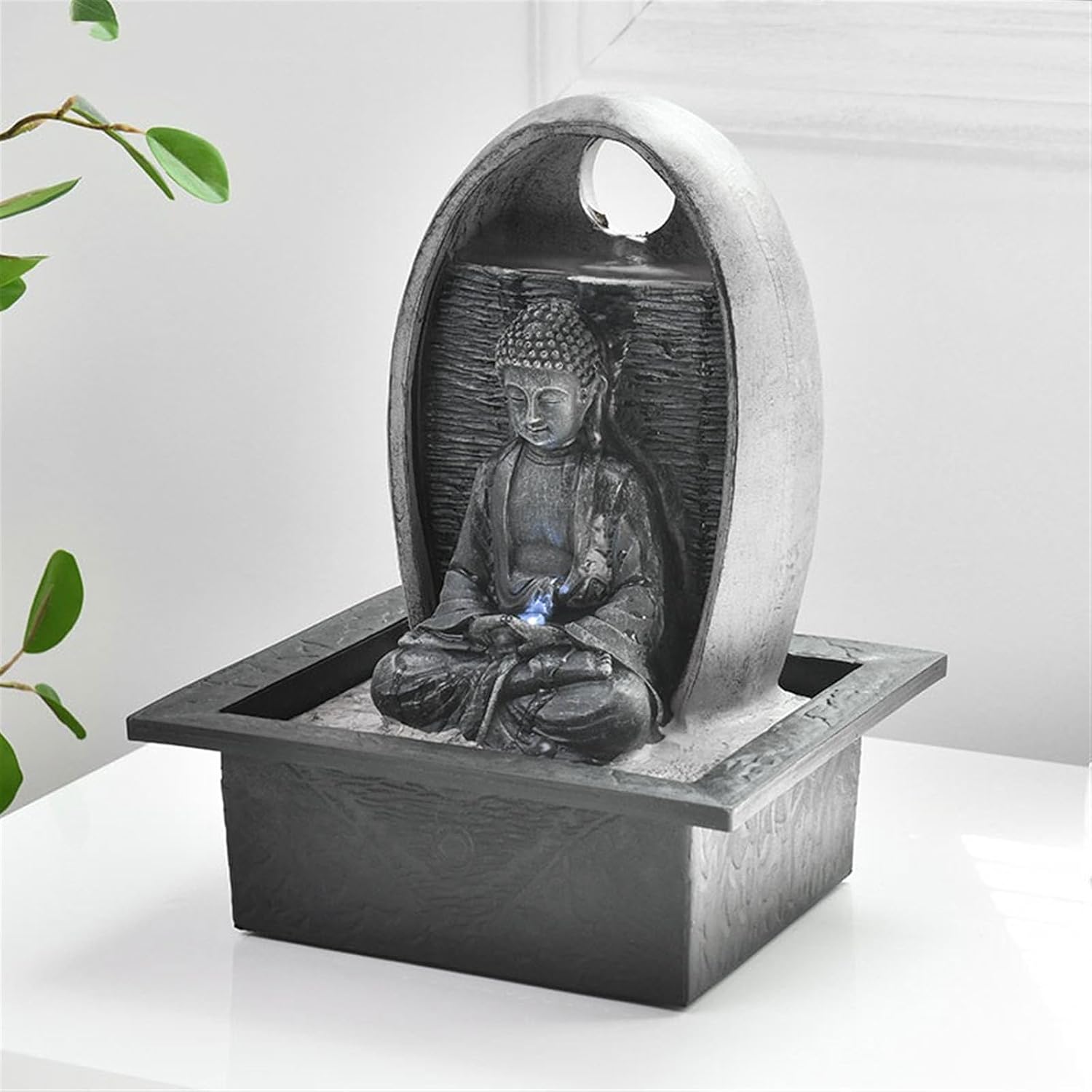GLigeT Tabletop Fountain Circular Water Fountain Office Desktop Water Landscape Decoration Zen Buddha Fountain Ornament Desktop Decoration Water Fountain Decor