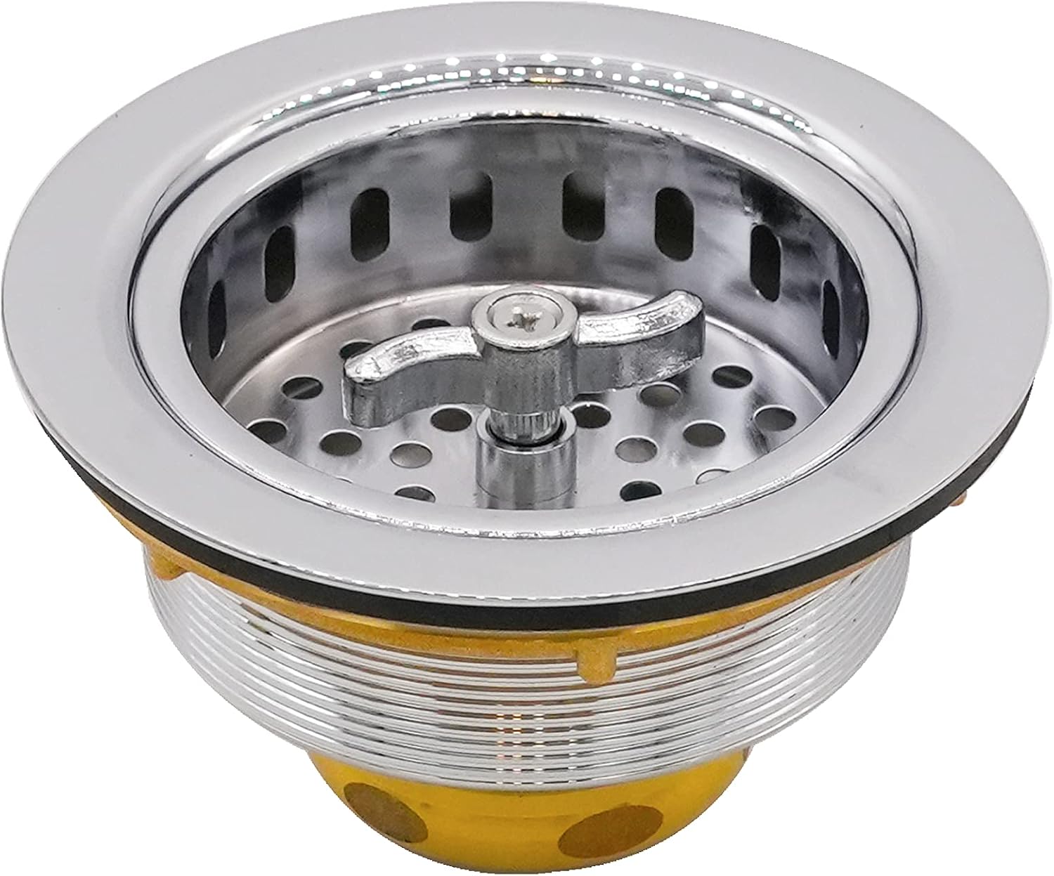 Westbrass CO2175-26 Combo Pack 3-1/2' Wing Nut Twist Style Large Kitchen Sink Basket Strainer and Waste Disposal Drain Flange with Stopper, Polished Chrome