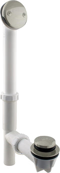Westbrass A593244-07 14' x 1-1/2' White Tubular Bathtub Waste & Overflow Assembly with Tip-Toe Drain Plug and 2-Hole Faceplate, Satin Nickel (Pack of 12)