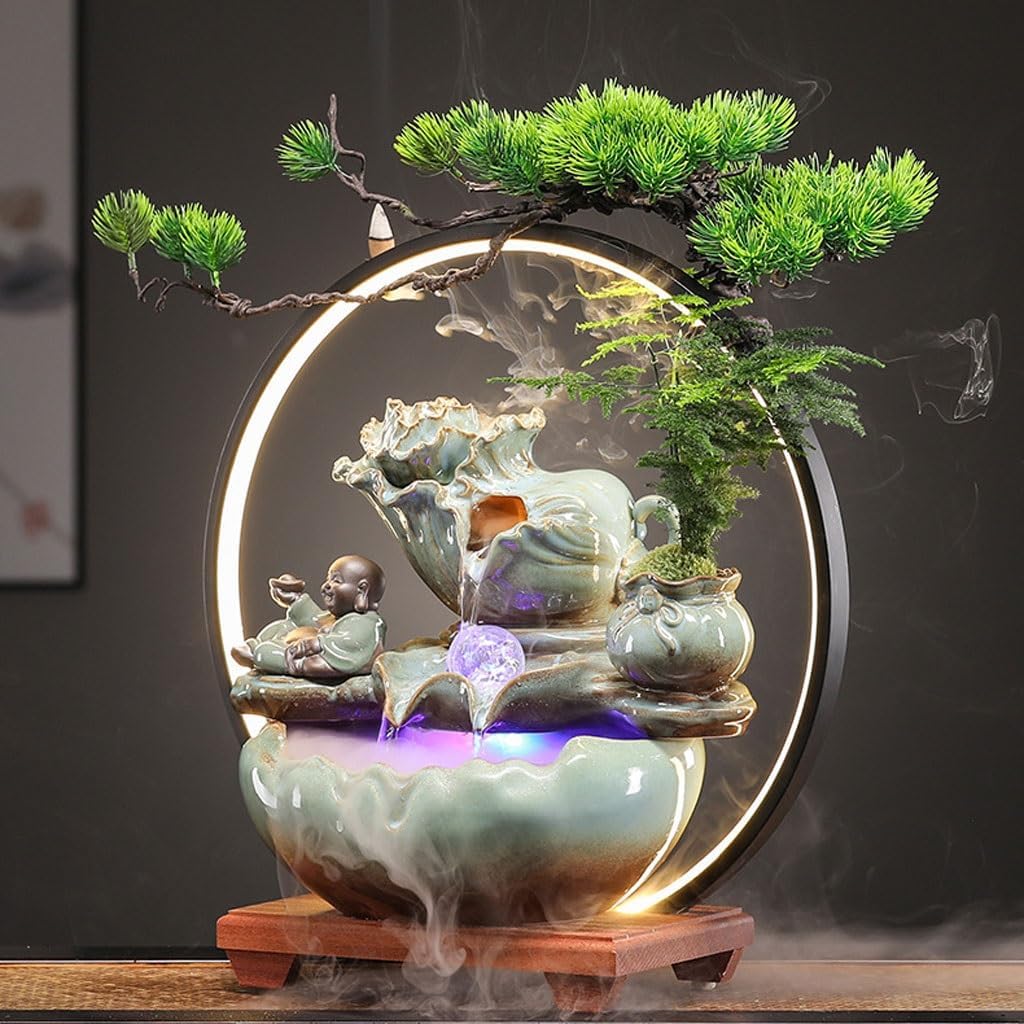 GUERNSEY Tabletop Fountain Tabletop Fountains Chinese Creative Water Ornaments Living Room Crystal Ball Circulating Water Desktop Fountain Office Desktop Decorations Indoor Fountain