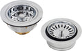 Westbrass CO2165S-26 COMBO PACK 3-1/2' Post Style Large Kitchen Sink Basket Strainer and Waste Disposal Drain Flange with Basket Strainer, Polished Chrome
