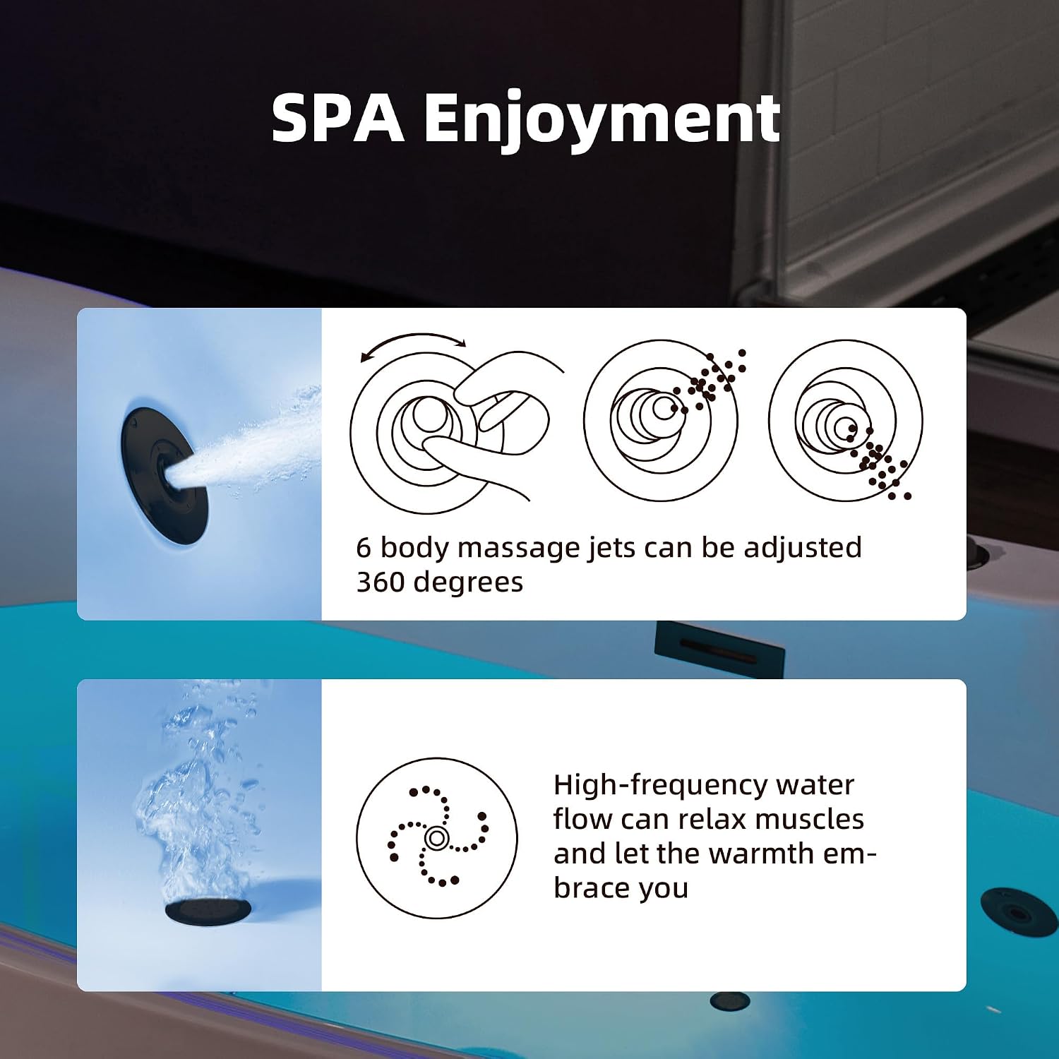 WOODBRIDGE 72' x 35-3/8' Whirlpool Water Jetted and Air Bubble Freestanding Heated Soaking Combination Bathtub with LED control panel,Matte Black drain and overflow,BM-400