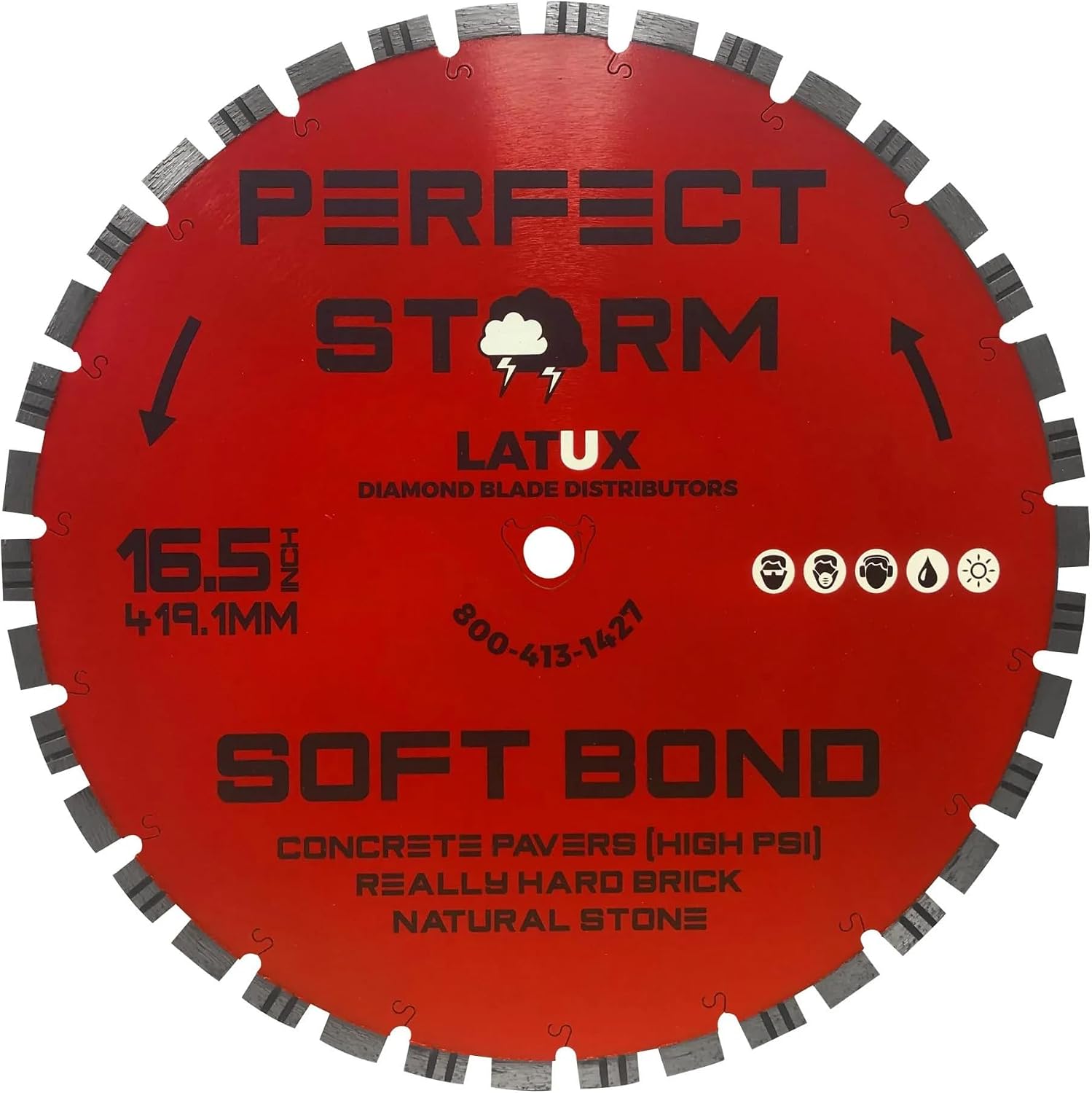 Perfect Storm Multifunctional Diamond Blade for Dry or Wet Cutting, Compatible with IQ Power-Tool Saw, 16.5 Inches, 10 Bond