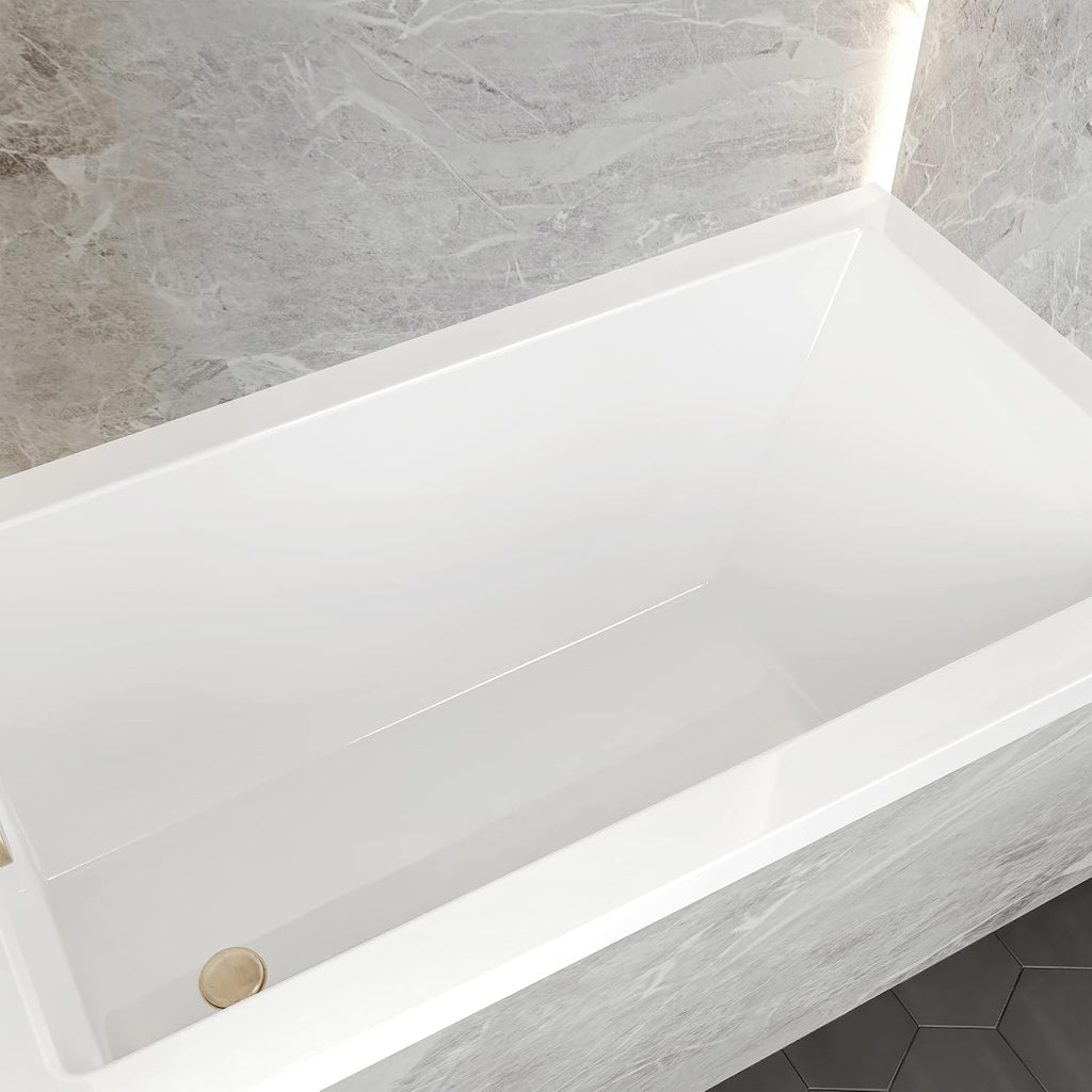 Swiss Madison Voltaire 54' x 30' Acrylic Glossy White, Alcove, Integral Left-Hand Drain, Bathtub