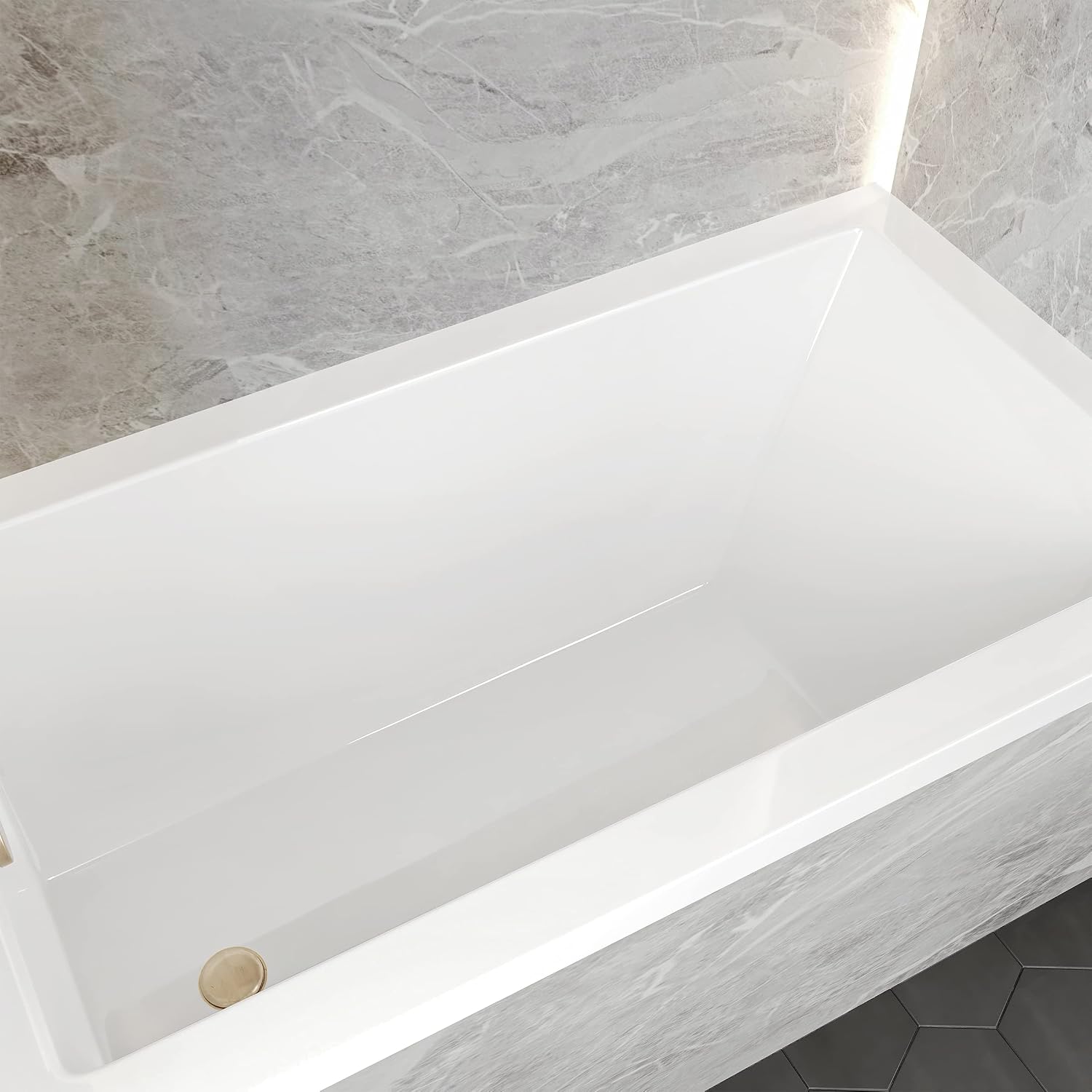 Swiss Madison Voltaire 54' x 30' Acrylic Glossy White, Alcove, Integral Left-Hand Drain, Bathtub