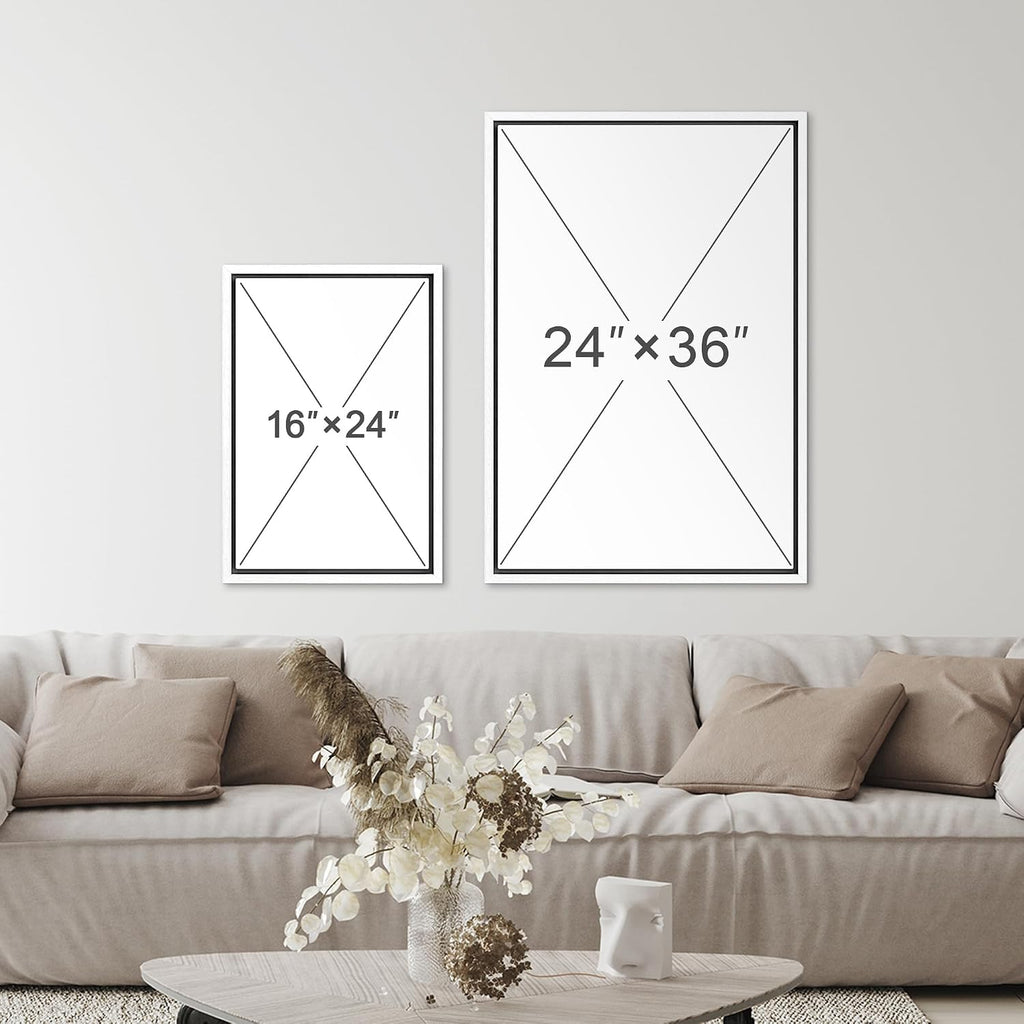 SIGNFORD Framed Canvas Print Wall Art Set Mid-Century Forest Fern Leaf Collage Abstract Shapes Illustration Modern Art Decorative Nordic Nature for Living Room, Bedroom, Office - 24'x36'x2 White