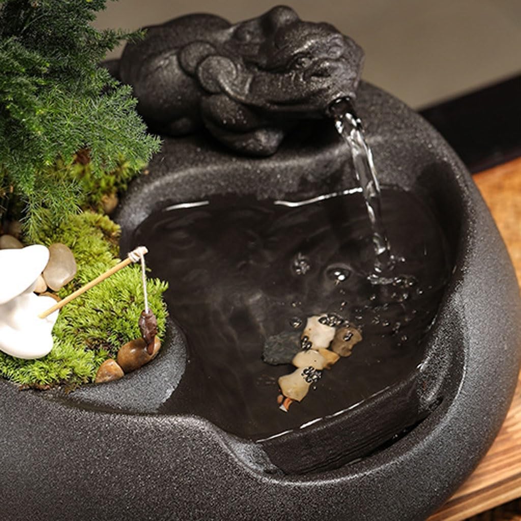 GUERNSEY Tabletop Fountain Desktop Water Ornaments Home Small Fountain Office Desktop Circulating Water Study Desktop Fountain Decoration Indoor Fountain