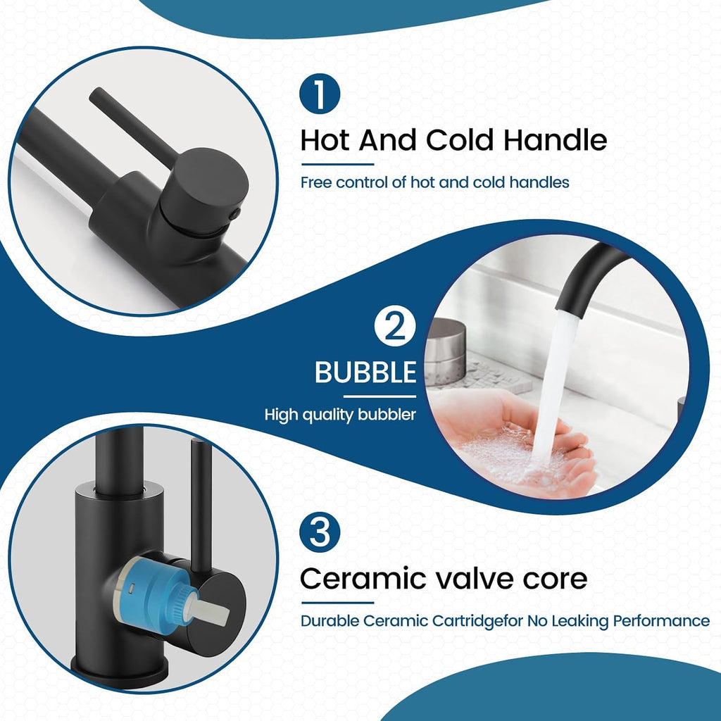 Airuida Bar Sink Faucet Single Hole Single Handle Bathroom Sink Faucet Kitchen Shower Faucet Set and Handle Set Single Function Shower Trim Kit Ceiling Mount Rainfall Shower System