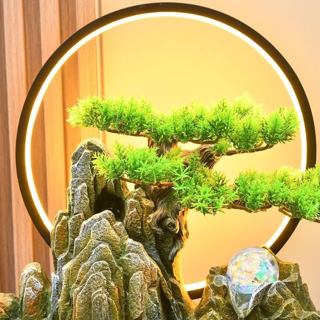 GUERNSEY Tabletop Fountain Tabletop Fountains Chinese-Style Living Room Circulating Water Ornaments Rockery Water Fountain Ornaments Office Desktop Decorations Indoor Fountain