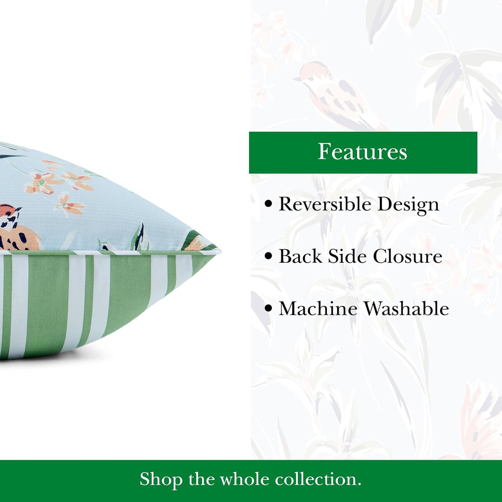 kate spade new york Bird Garden Twin Comforter Set, 300 Thread Count Cotton Reversible Cover, All Season 2 Piece Bedding, Machine Washable, Floral Multicolor