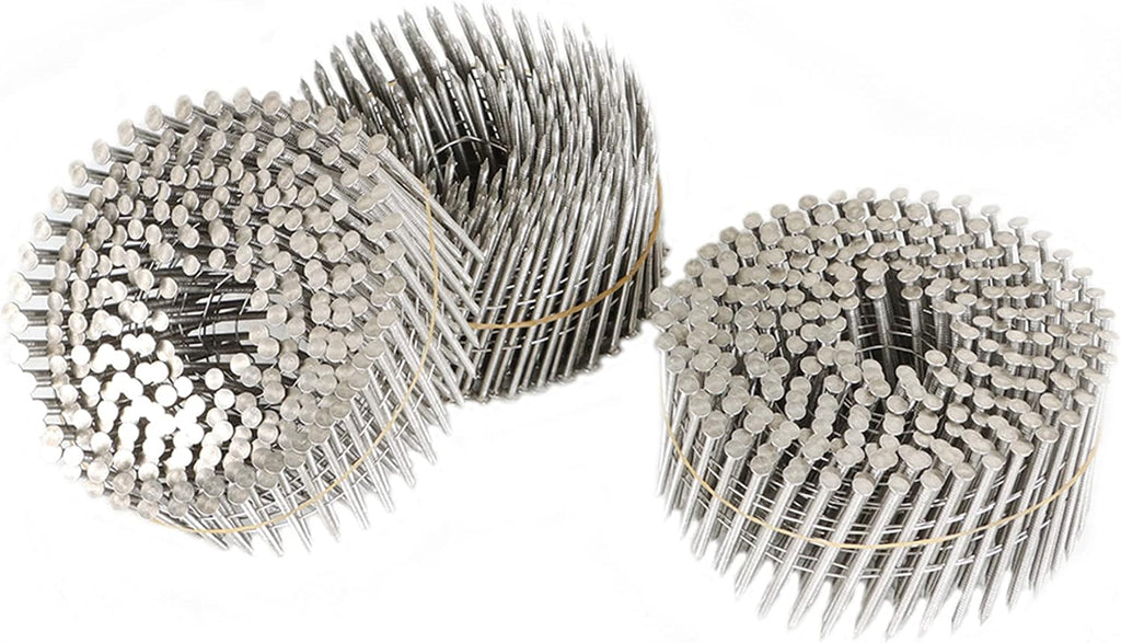 marddpair 3600 Count 2-1/2-Inch x .090-Inch 15-Degree Ring Shank Stainless Steel Siding Nails Collated Wire Coil for Wood or Fencing