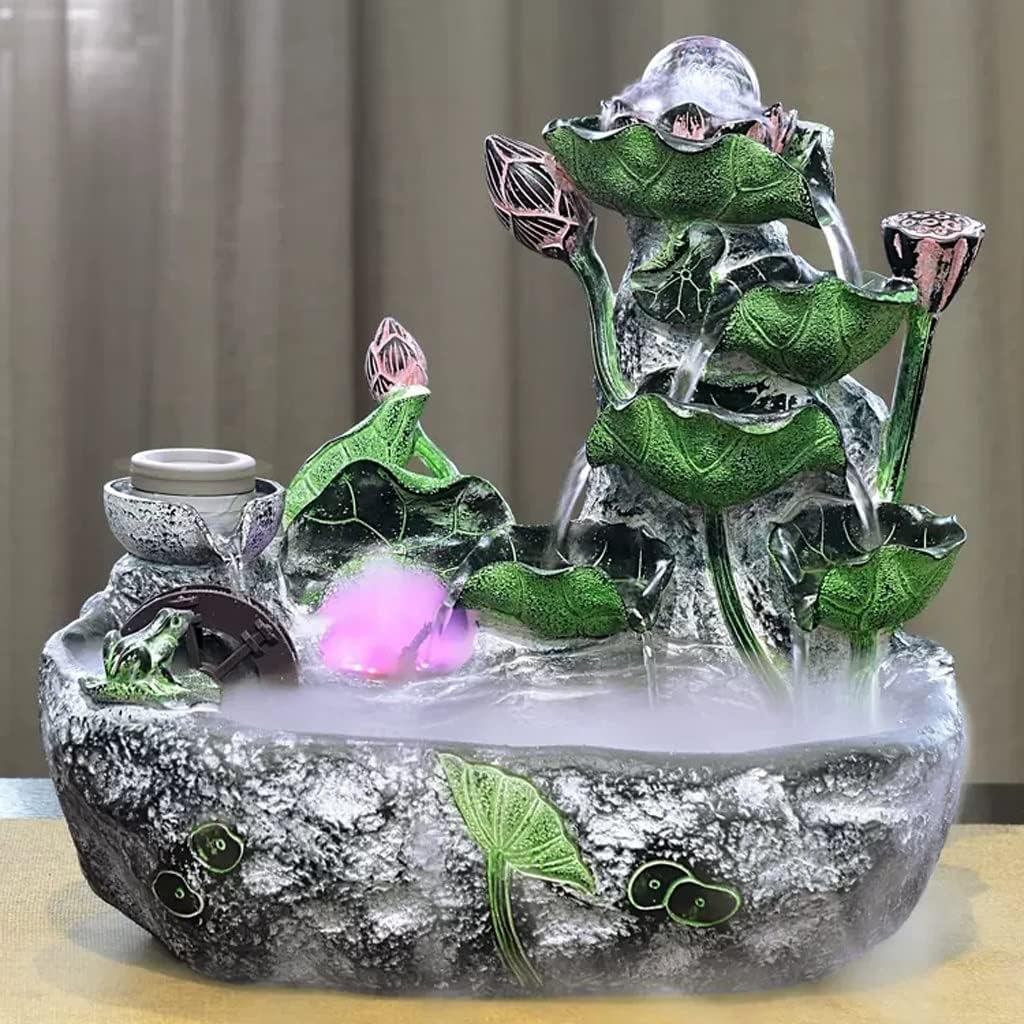 HIHELO Desktop Fountain Tabletop Fountain Indoor Resin Tabletop Fountain with Spinning Ball Living Room Office Decoration Ornaments Water Fountain Outdoor