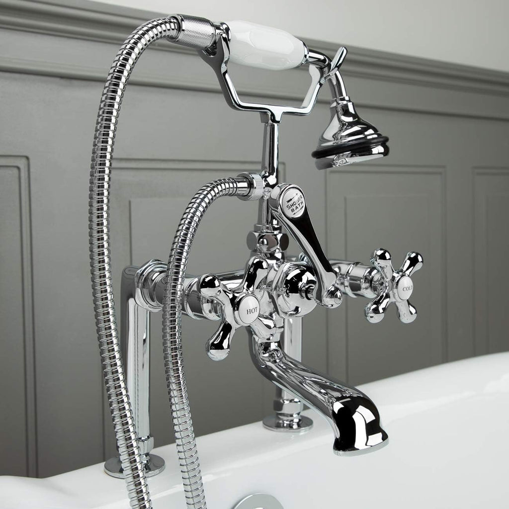 Vintage Tub & Bath Clawfoot Tub Rim Mount Faucet Set with Lift and Turn Drain