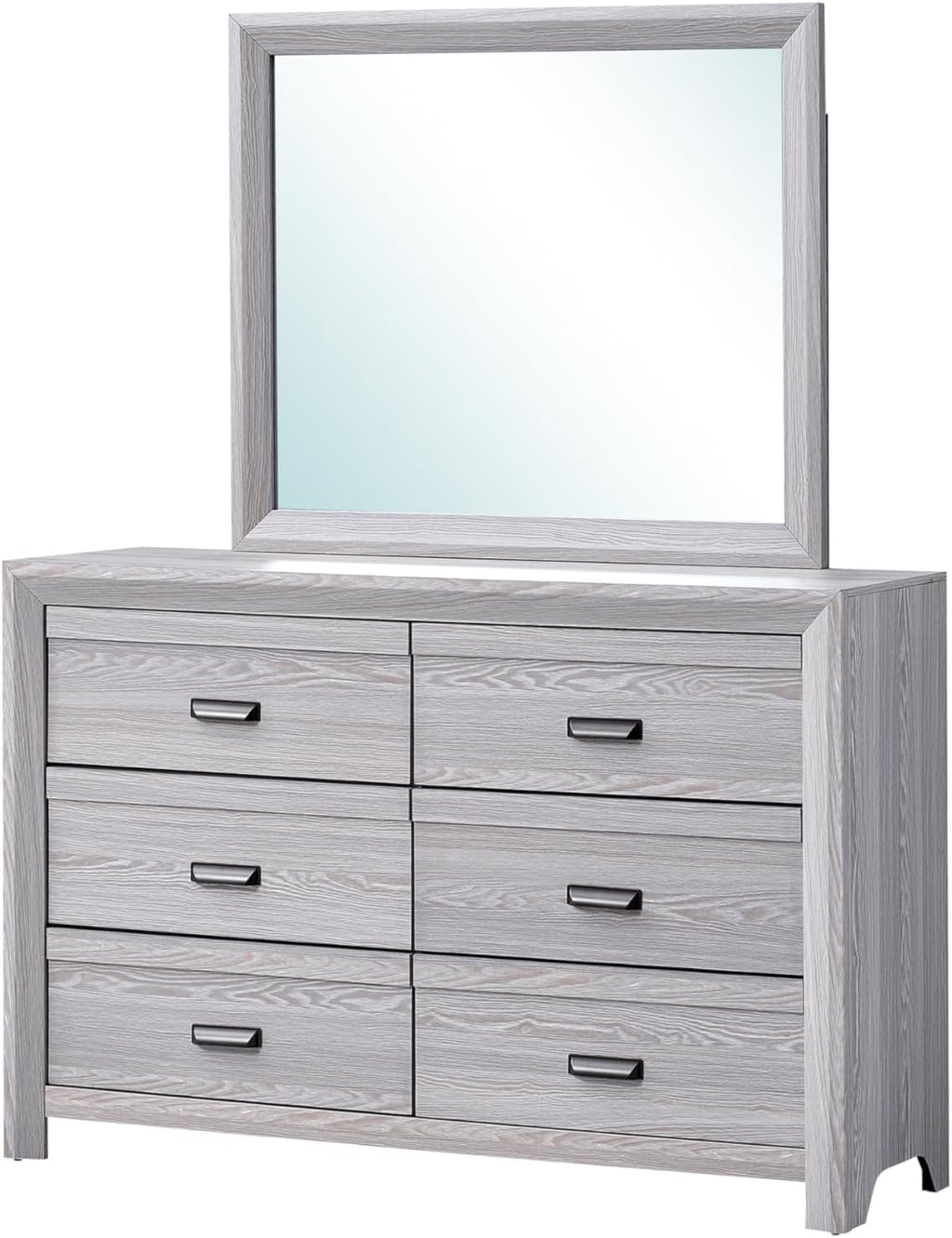 Drift Wood Grey Finish 6pc Queen Size Panel Bed Set Wooden Bedroom Furniture Contemporary