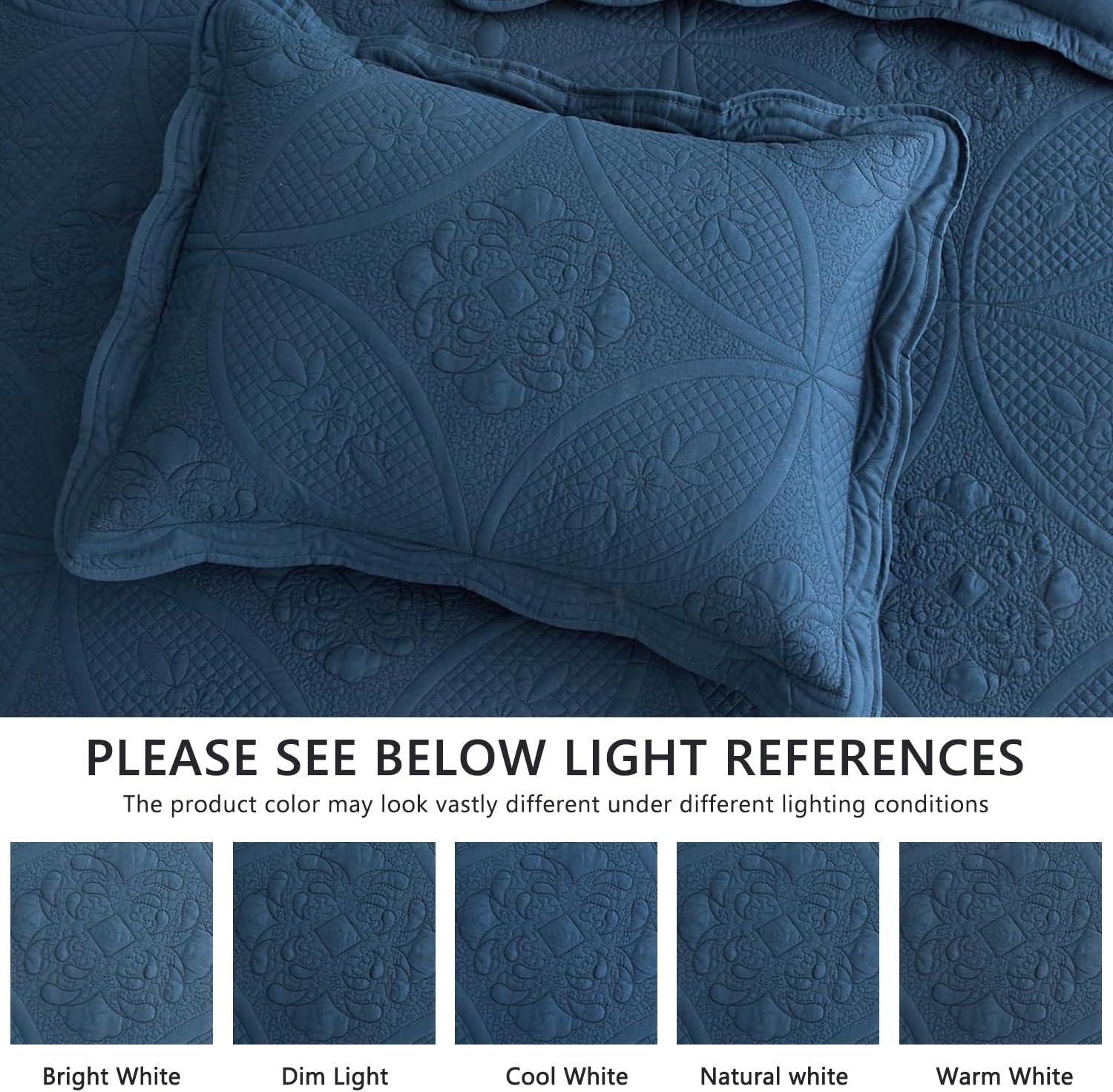 DaisyHuang Oversized Bedspread - King Size Bedding Cover - Modern & Contemporary Coverlet Set, Real Stitching, Reversible, Lightweight, 5 Piece, Navy