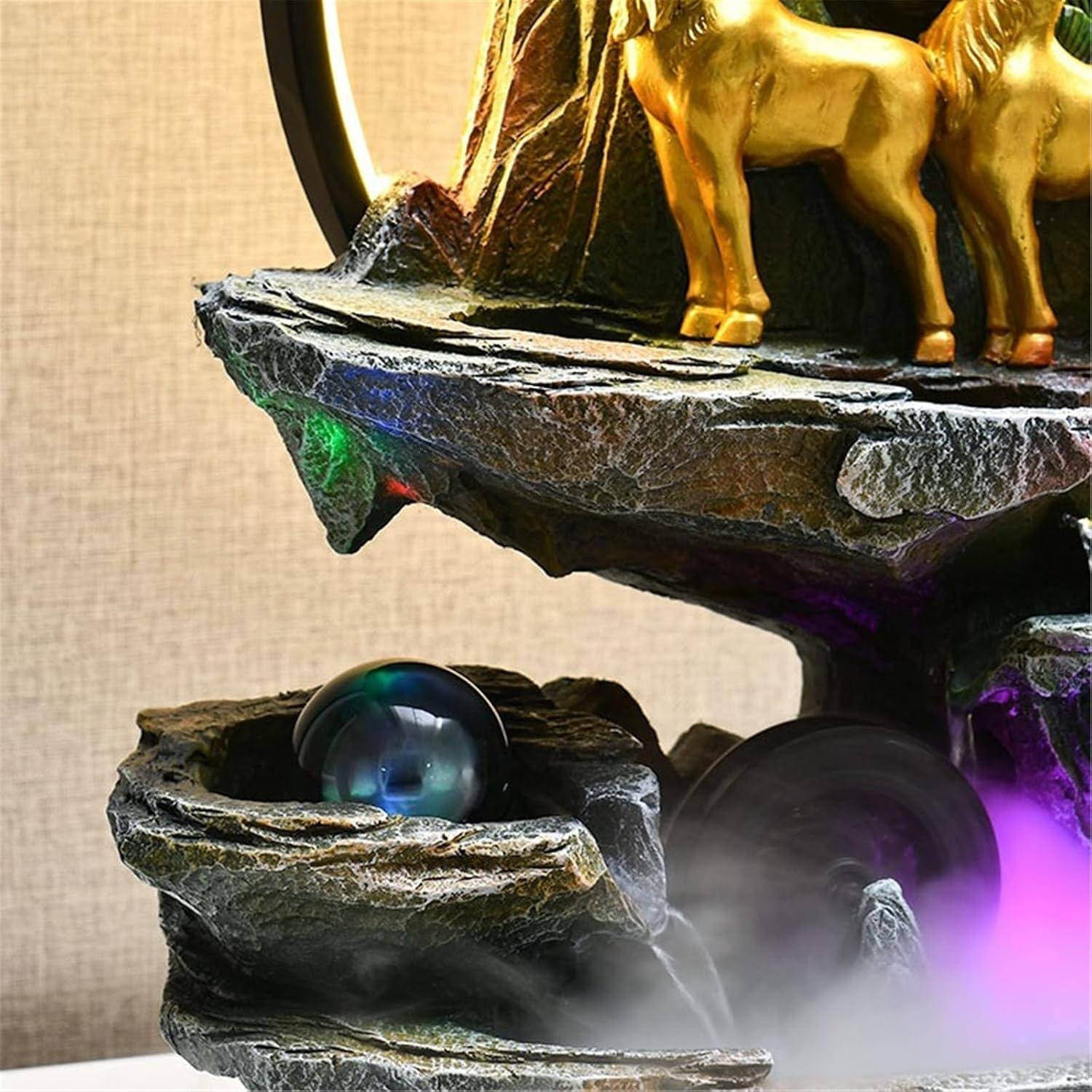 Tabletop Indoor Fountain Tabletop Rockery Fountain Feng Shui Meditation Relaxation Desktop Decor(Small)