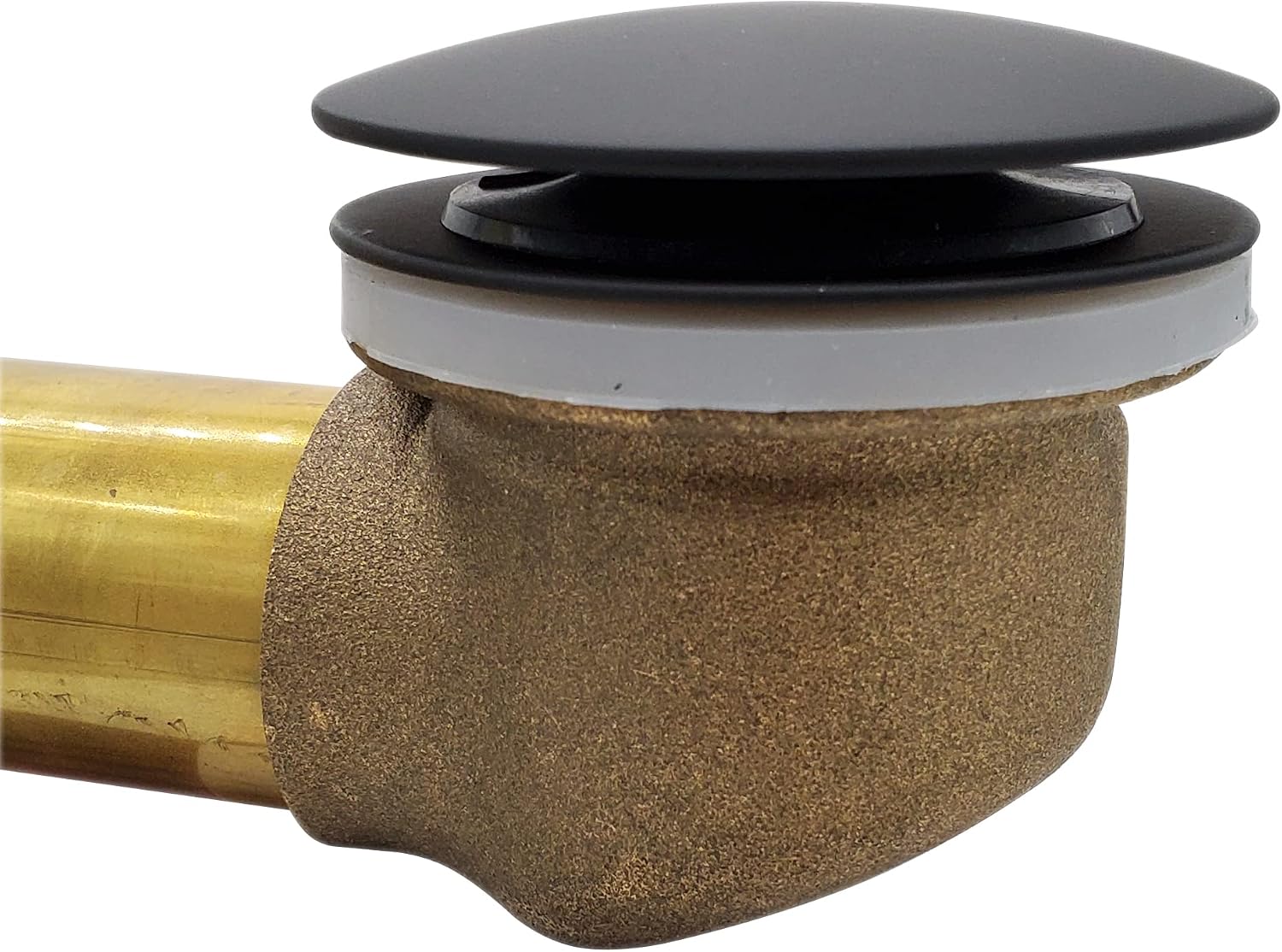 Westbrass D325H-62 European Tip Toe Bath Waste Drain Kit with Illusionary Faceplate, 14' Make-Up, 17 Ga., Matte Black