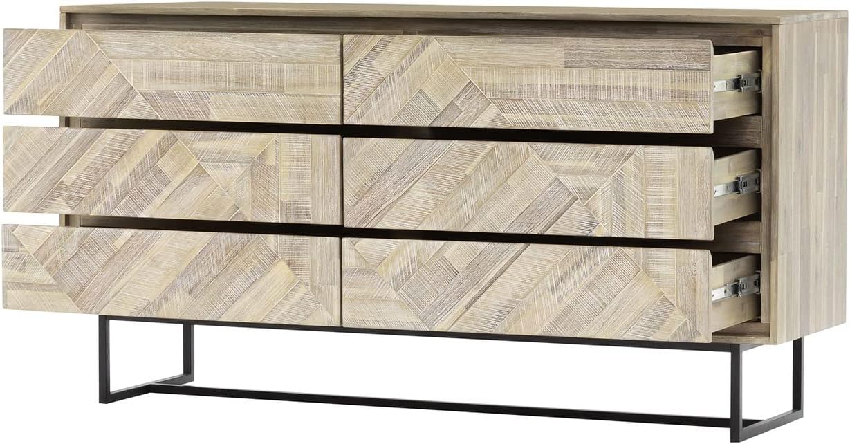 Armen Living Peridot 4 Piece Queen Bedroom Set in Natural Acacia Wood