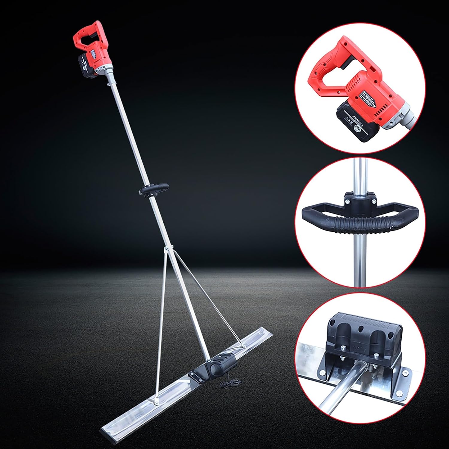 6000 RPM 150CM Blade Screed Concrete Finishing Vibra Tool, Cordless Concrete Wet Screed,Electric Cordless Screed Cement Finishing Vibrating Machine,2Battery